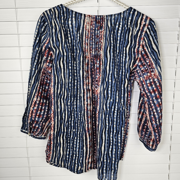 LRL Ralph Lauren Pintuck Peasant Top with 3/4 Sleeves - Picture 4 of 13